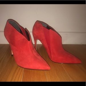 New, never worn!!  Guess Red Suede Ankle Booties